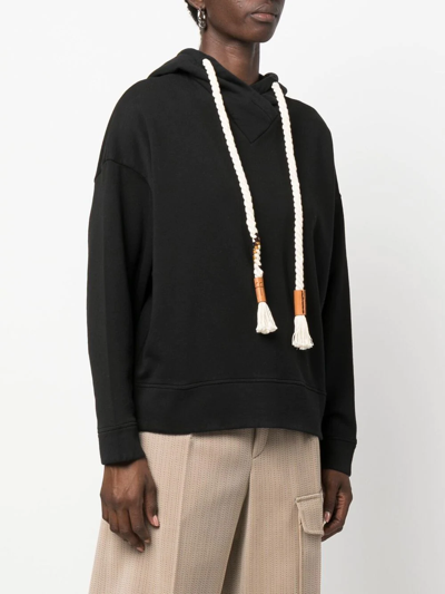 Forte Forte Rope-drawstring Cotton Hoodie In Schwarz