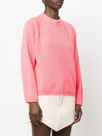 Shop Forte Forte Ribbed Raglan-sleeve Jumper In Rosa