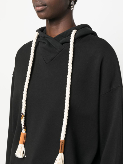 Forte Forte Rope-drawstring Cotton Hoodie In Schwarz
