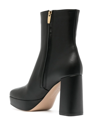 Gianvito Rossi Leather Platform Ankle Boots In Nero - Black