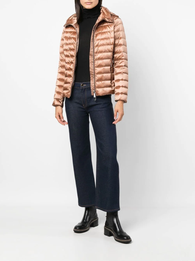 Shop Moorer Metallic-finish Zip-up Puffer Jacket In Rosa