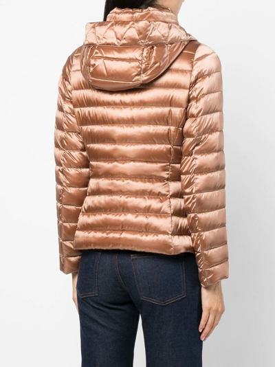 Shop Moorer Metallic-finish Zip-up Puffer Jacket In Rosa