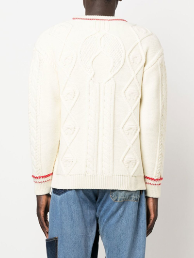Shop Marine Serre Cable-knit Wool Jumper In Nude