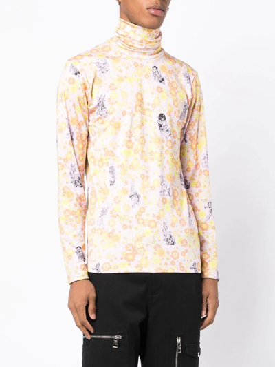 Shop Liberal Youth Ministry Floral Motif Print High Neck Top In Gelb