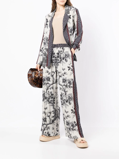 Shop Pierre-louis Mascia Floral-print Tied-waistband Jacket In Neutrals