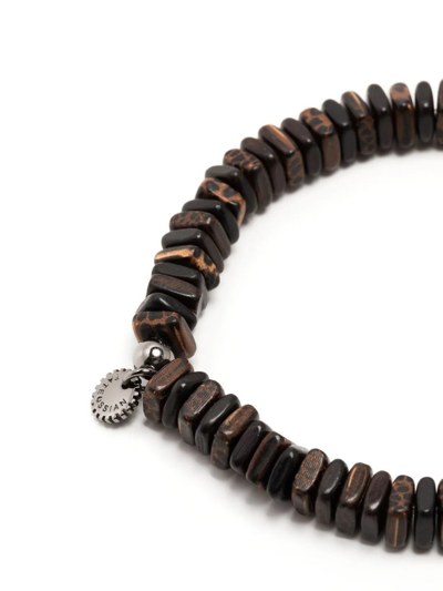 Shop Tateossian Legno Beaded Bracelet In Brown