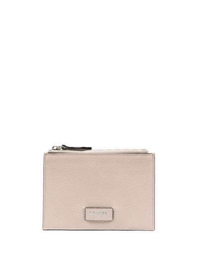 Shop Lancel Leather Zip Cardholder In Nude