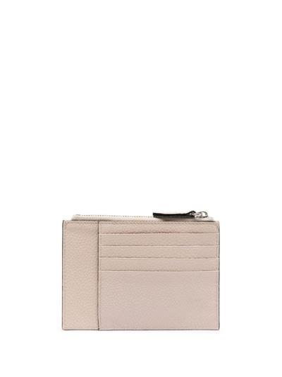 Shop Lancel Leather Zip Cardholder In Nude