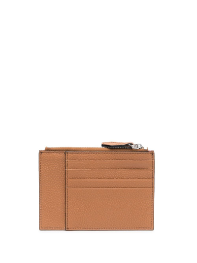 Lancel Zip Leather Cardholder In Nude
