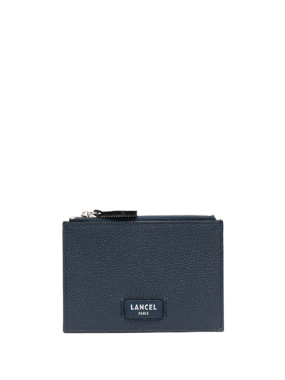 Shop Lancel Logo-patch Leather Card Holder In Blau