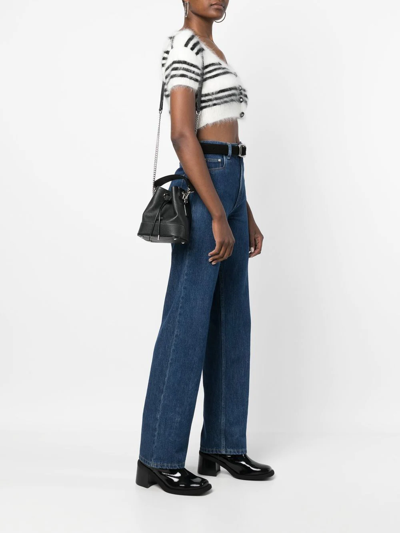 Lancel Mini Leather Bucket Bag In Schwarz