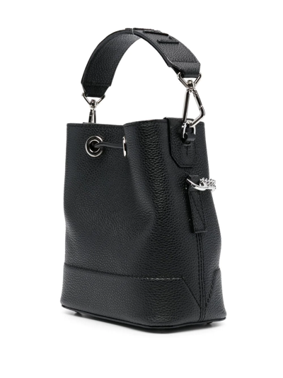 Lancel Mini Leather Bucket Bag In Schwarz