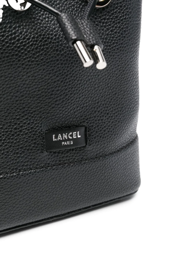 Lancel Mini Leather Bucket Bag In Schwarz