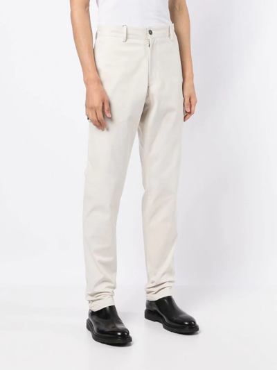 Shop Isaia Drill Mid-rise Cargo Trousers In White