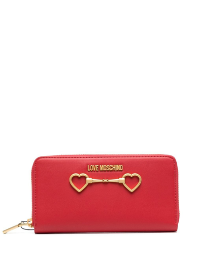 Shop Love Moschino Logo-plaque Leather Wallet In Rot