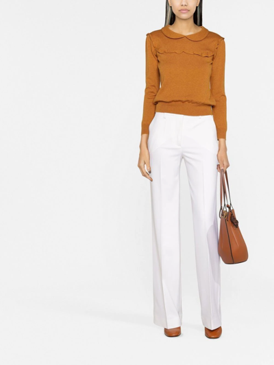 P.a.r.o.s.h Straight Leg Tailored Trousers In Weiss