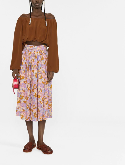 Shop Zimmermann Floral-print Midi Skirt In Violett