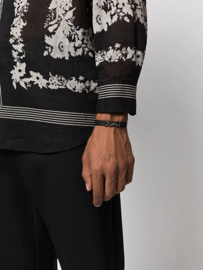 Saint Laurent Opyum Leather Bracelet In Schwarz