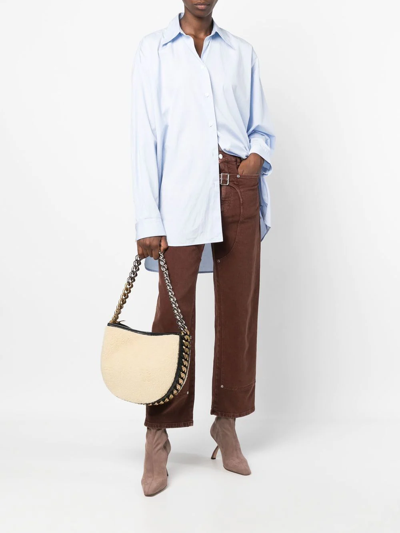 Stella Mccartney Small Frayme Fff Shoulder Bag In Neutrals