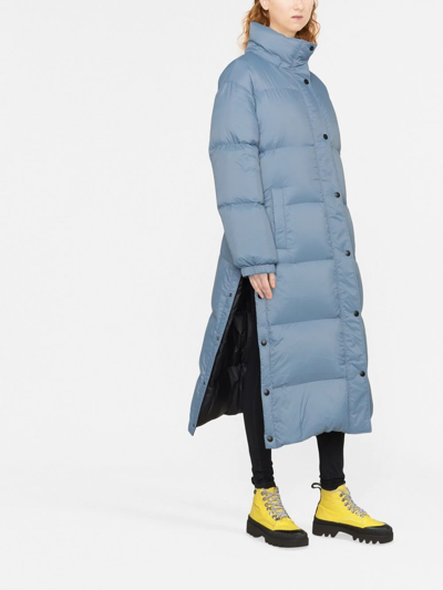 Shop Yves Salomon Hooded Padded Coat In Blau