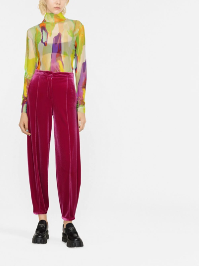 MSGM ABSTRACT-PRINT SHEER TOP 