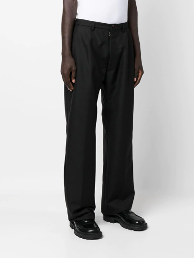 Maison Margiela Jet Black Wool-mohair-silk Blend Trousers In Schwarz