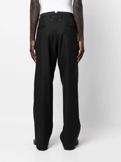 Maison Margiela Jet Black Wool-mohair-silk Blend Trousers In Schwarz