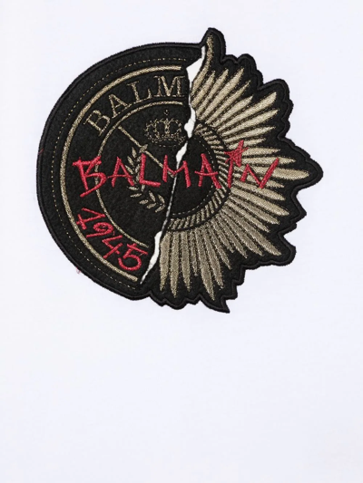 Shop Balmain Logo-patch Short-sleeve T-shirt In Weiss