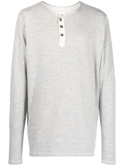Shop Greg Lauren Henley Long-sleeve T-shirt In Grau