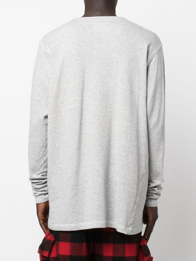 Shop Greg Lauren Henley Long-sleeve T-shirt In Grau