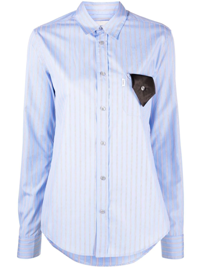 Shop Coperni Contrast-pocket Striped Shirt In Blau