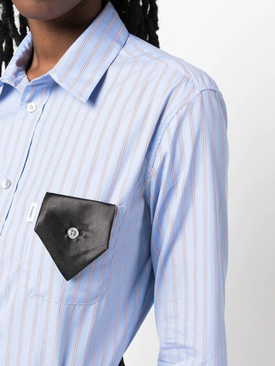 Shop Coperni Contrast-pocket Striped Shirt In Blau