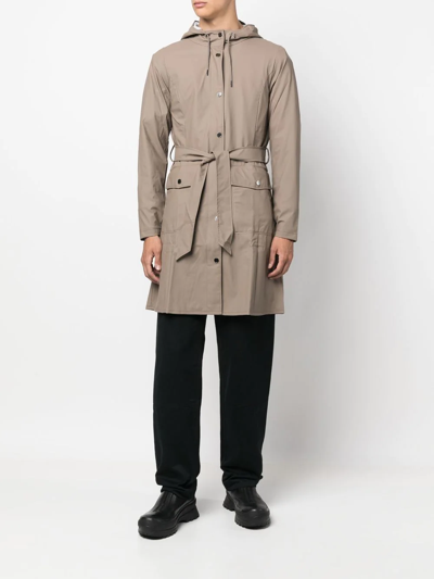 Shop Rains Curve Hooded Parka In Neutrals