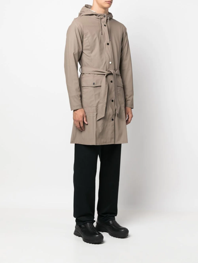 Shop Rains Curve Hooded Parka In Neutrals