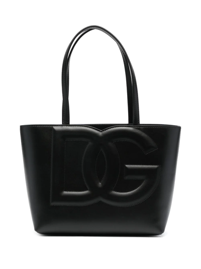 Shop Dolce & Gabbana Small Dg Logo Tote Bag In Black