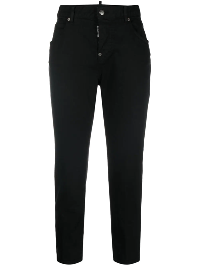 Dsquared2 Mid-rise Cropped Jeans In Schwarz