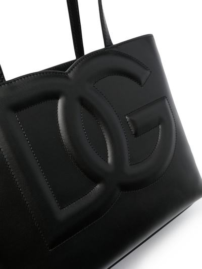 Dolce & Gabbana Women Dg Logo Small Leather Tote Bag In Black