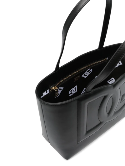 Dolce & Gabbana Women Dg Logo Small Leather Tote Bag In Black