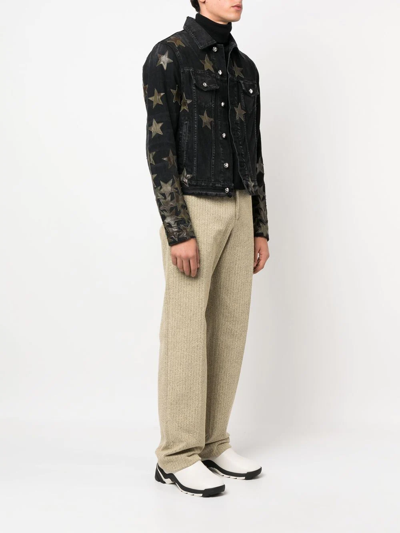 Amiri Chemist Leather-appliquéd Denim Jacket In Schwarz