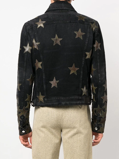 Amiri Chemist Leather-appliquéd Denim Jacket In Schwarz