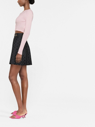 Shop Versace Cut-out Detail Cropped Cardigan In Pink