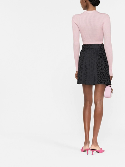 Shop Versace Cut-out Detail Cropped Cardigan In Pink