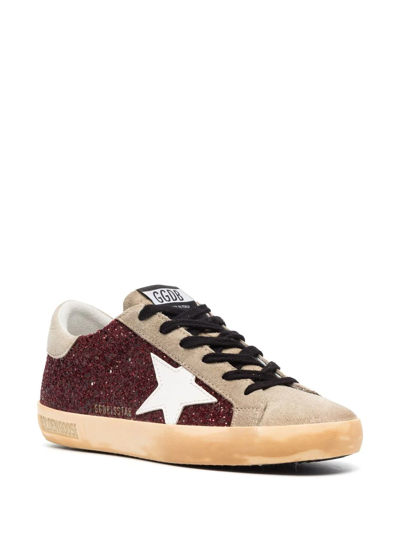Golden Goose Super-star Glitter Sneakers In Rot
