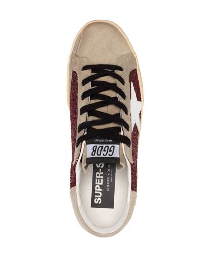 Golden Goose Super-star Glitter Sneakers In Rot