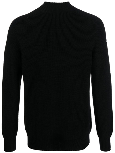 Shop D4.0 Mock-neck Virgin Wool Jumper In Schwarz