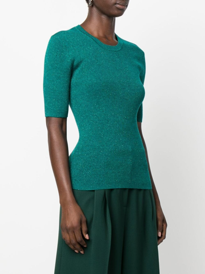 Shop P.a.r.o.s.h Short-sleeved Knitted Top In Grün