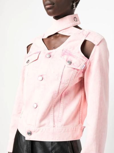 Shop Coperni Cut Out-detail Denim Jacket In Rosa