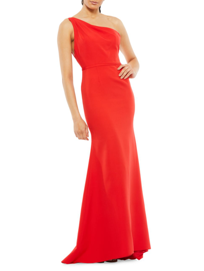 Shop Mac Duggal Women's Ieena One-shoulder Sheath Gown In Red