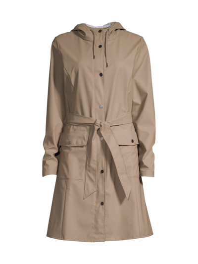 Shop Rains Women's Curve Hooded Rain Jacket In Taupe