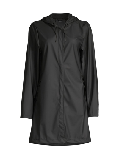 Shop Rains Women's A-line Hooded Rain Jacket In Black